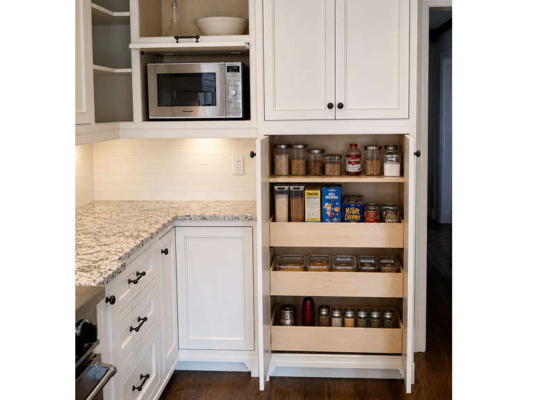 pantry with pullout drawers