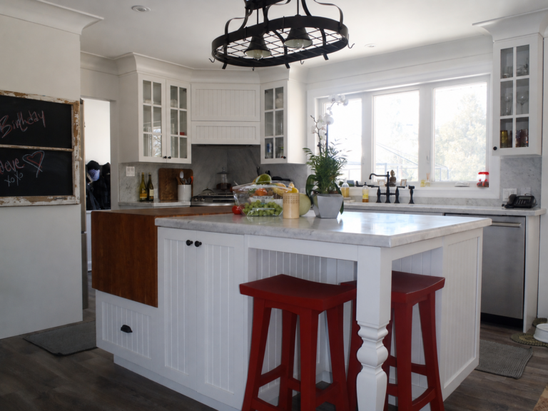 kitchen with corner stove